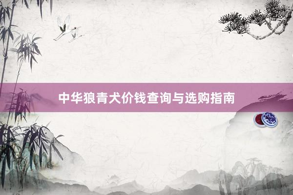 中华狼青犬价钱查询与选购指南